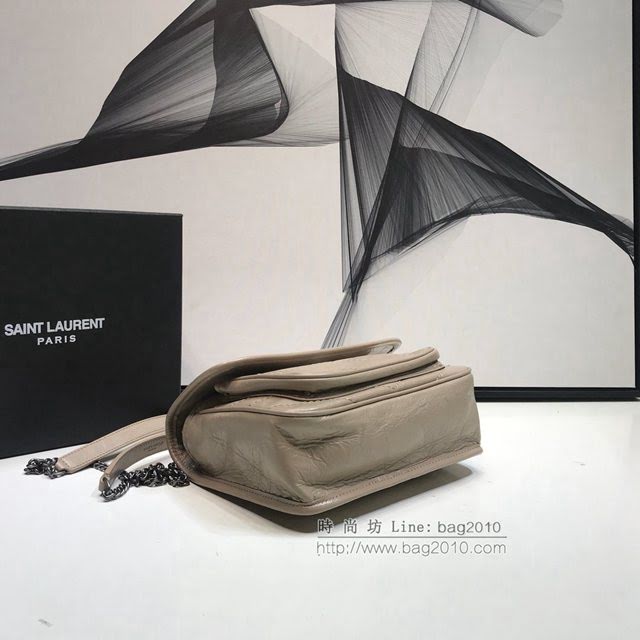 YSL爆款女士包包 聖羅蘭經典款Niki油蠟抓皺牛皮小號郵差包 YSL肩背斜挎包 533037  jjh1177